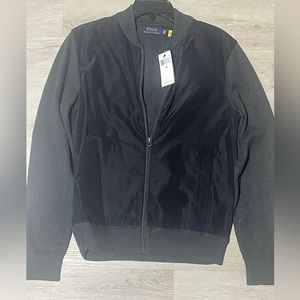 Polo Ralph Lauren Cotton Zip-Up Sweater Black/Charcoal